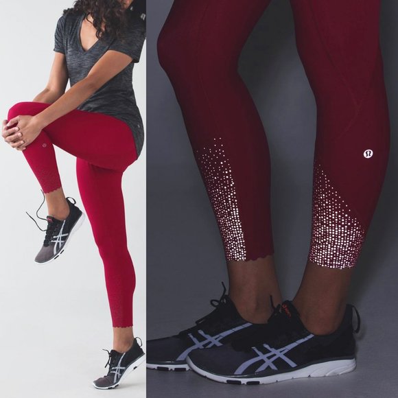 lululemon athletica Pants - Lululemon Tight Stuff Tight High Waist Leggings Reflective Cranberry $148 Size 6